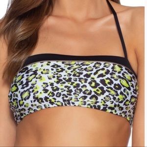 NWOT Soluna Swim Into the Wild Leopard Print Bandeau Bikini Swim Top - M